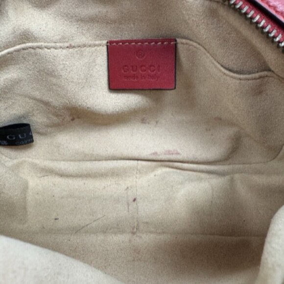 Gucci GG Marmont Tan Interior Matelasse Shoulder Bag Mini Red Leather - Picture 8 of 9